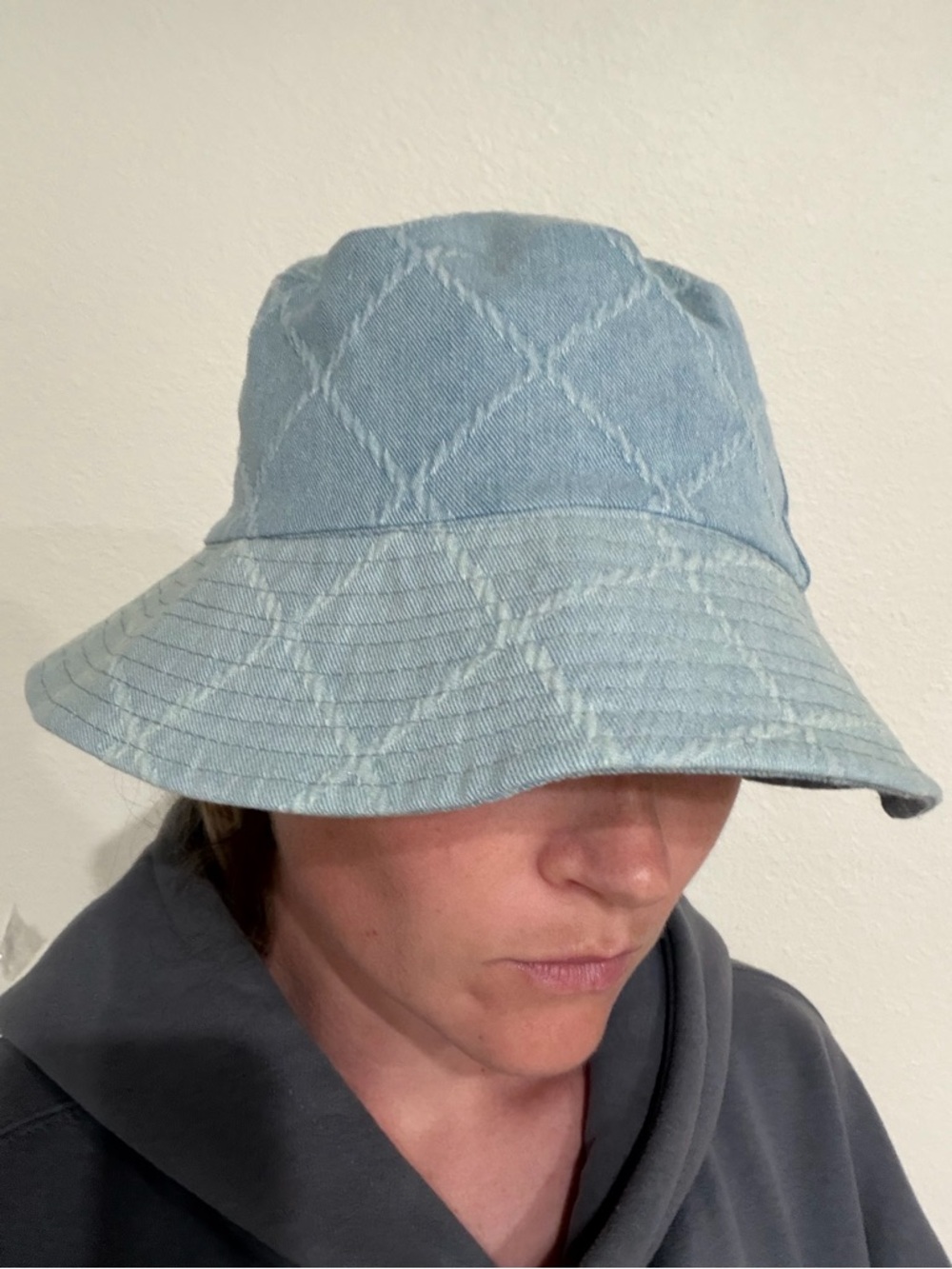 NWT Shiraleah Light Blue Quilted Cotton Bucket Hat